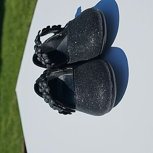 Black Baby glitter mary jane flats